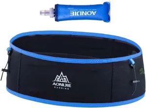 BlueField Slim Running Waist Hydration Belt Running Fanny Pack,with 250ml Soft Water Bottle Flask Phone Holder for Trailing Running Climbing Jogging Cycling (Blue with 250ML,LXL)