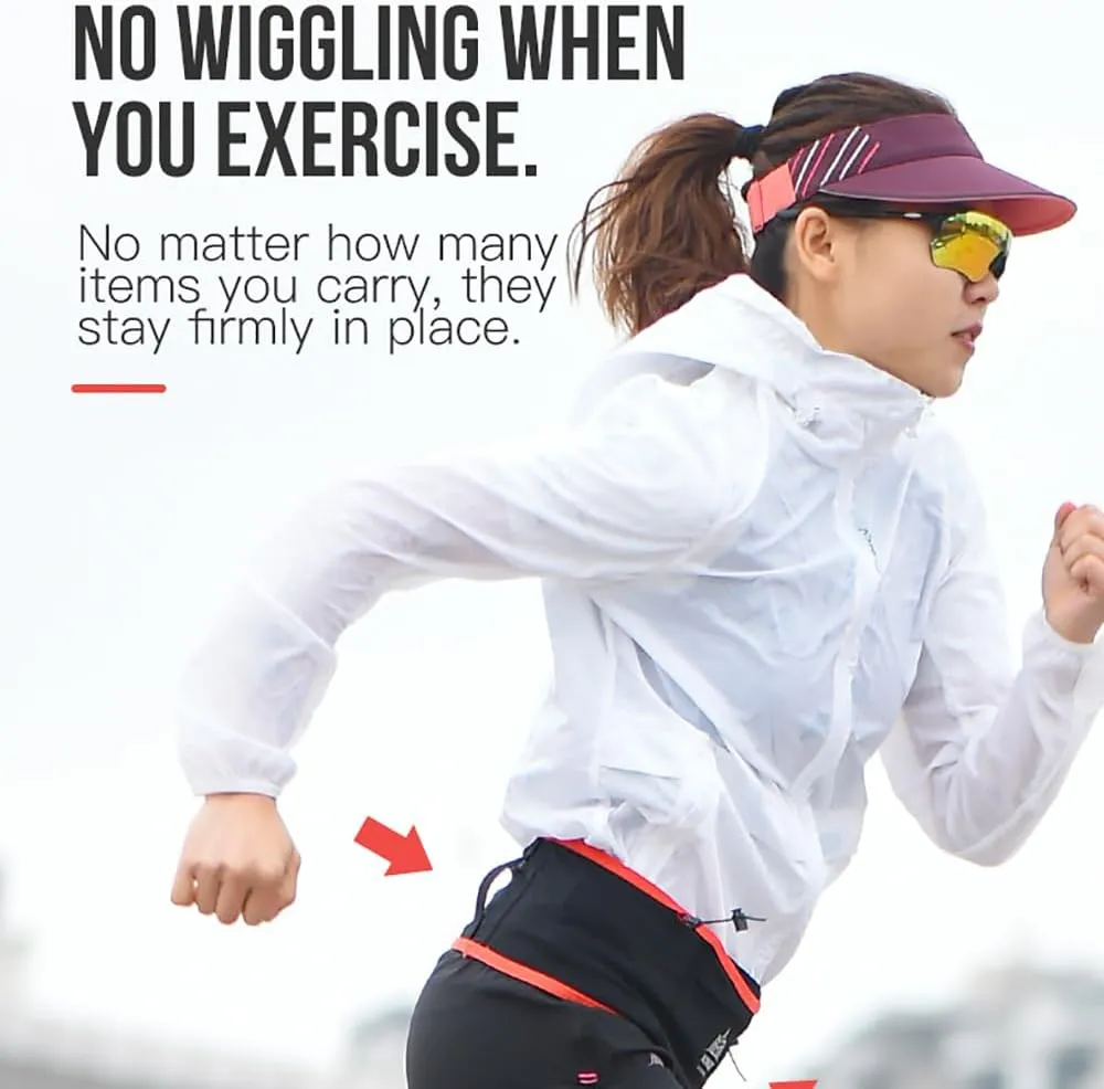 BlueField Slim Running Waist Hydration Belt Running Fanny Pack,with 250ml Soft Water Bottle Flask Phone Holder for Trailing Running Climbing Jogging Cycling (Red with 250ML,LXL)