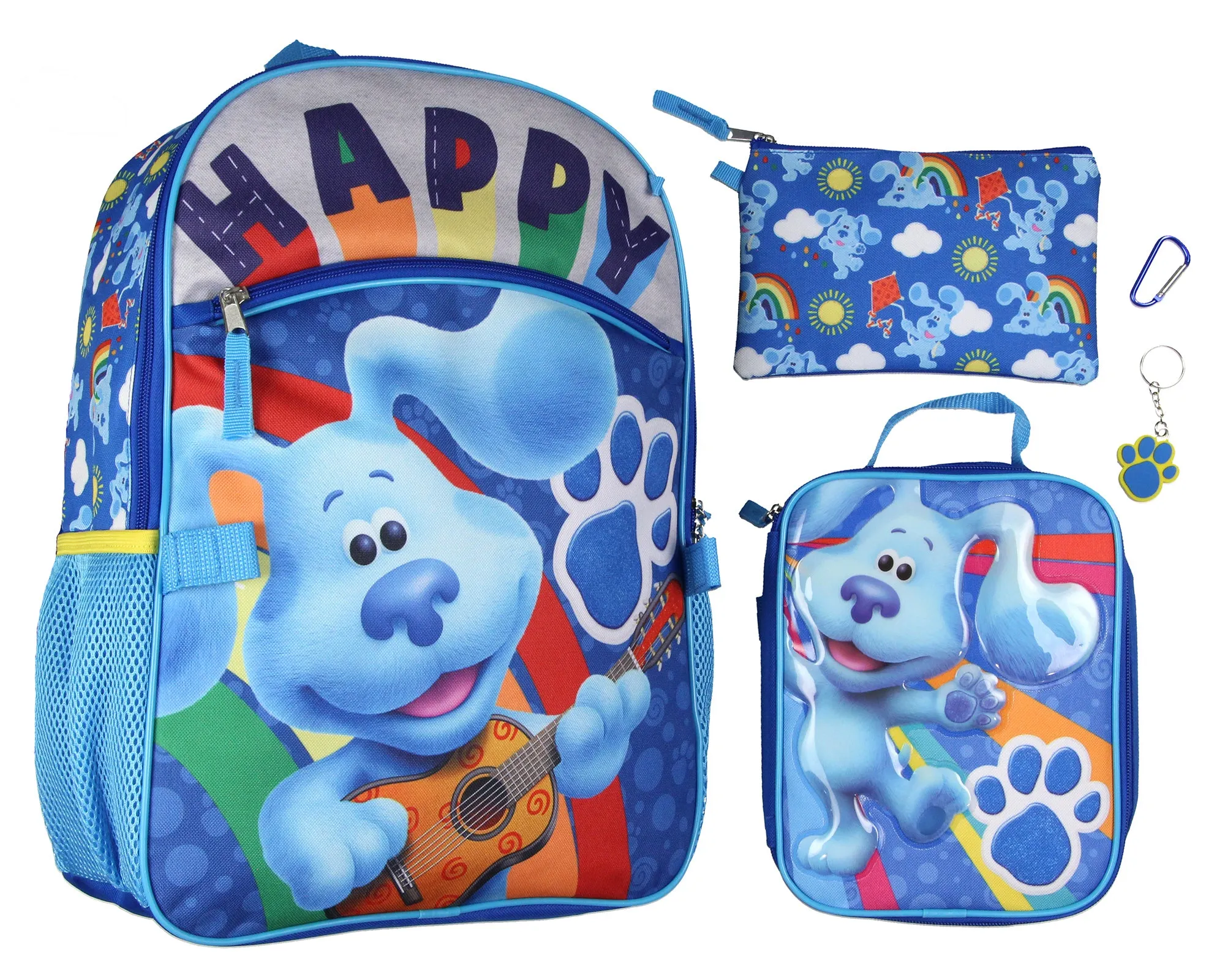 Blue's Clues Happy Paws 16" Youth 5-Piece Backpack Set For School Or Travel