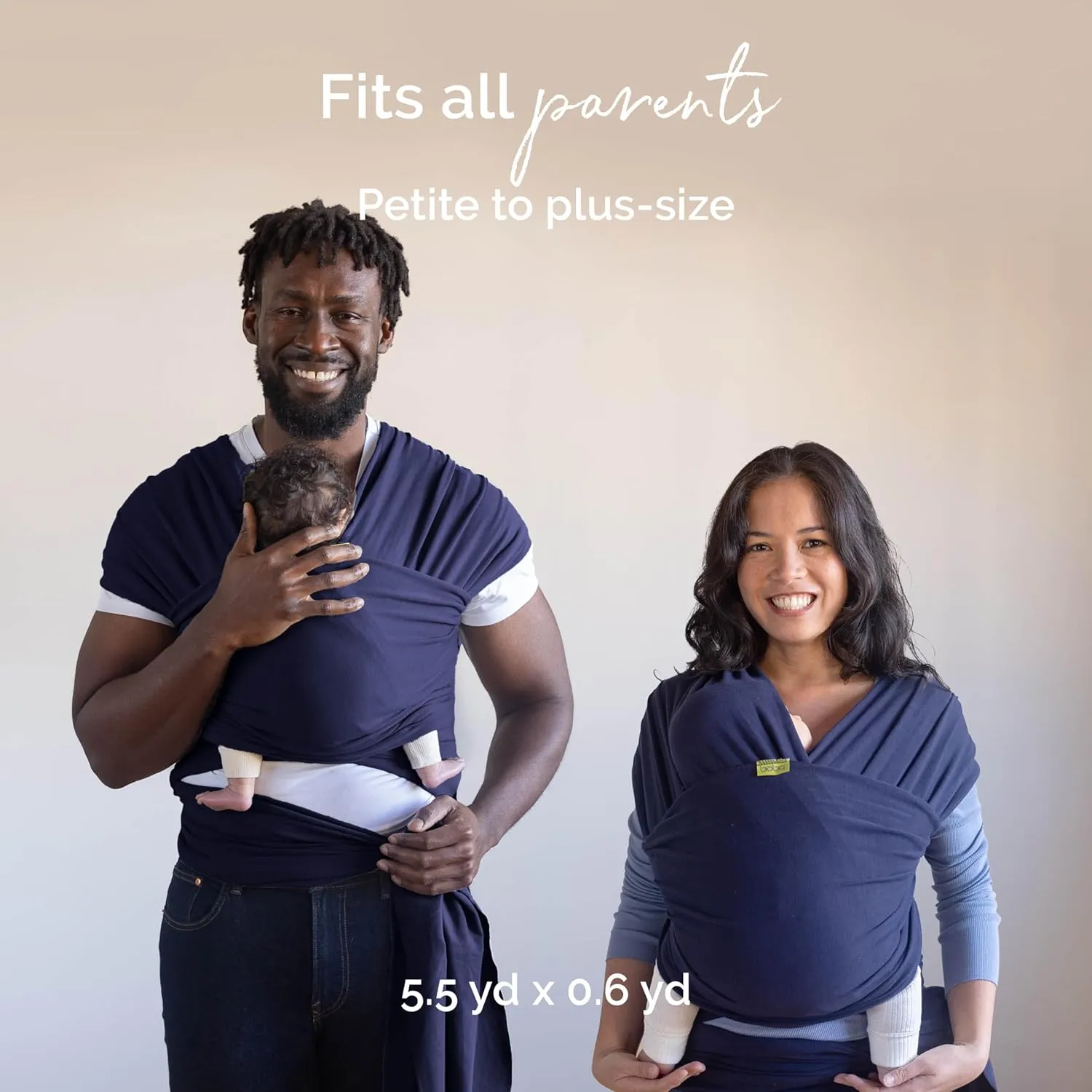 Boba Baby Wrap Carrier - Original Baby Carrier Wrap, Baby Sling for Newborns - Baby Wearing Essentials - Newborn Wrap Swaddle Holder, Newborn to Toddler Infant Baby Sling, 7-35 lbs (Navy Blue)