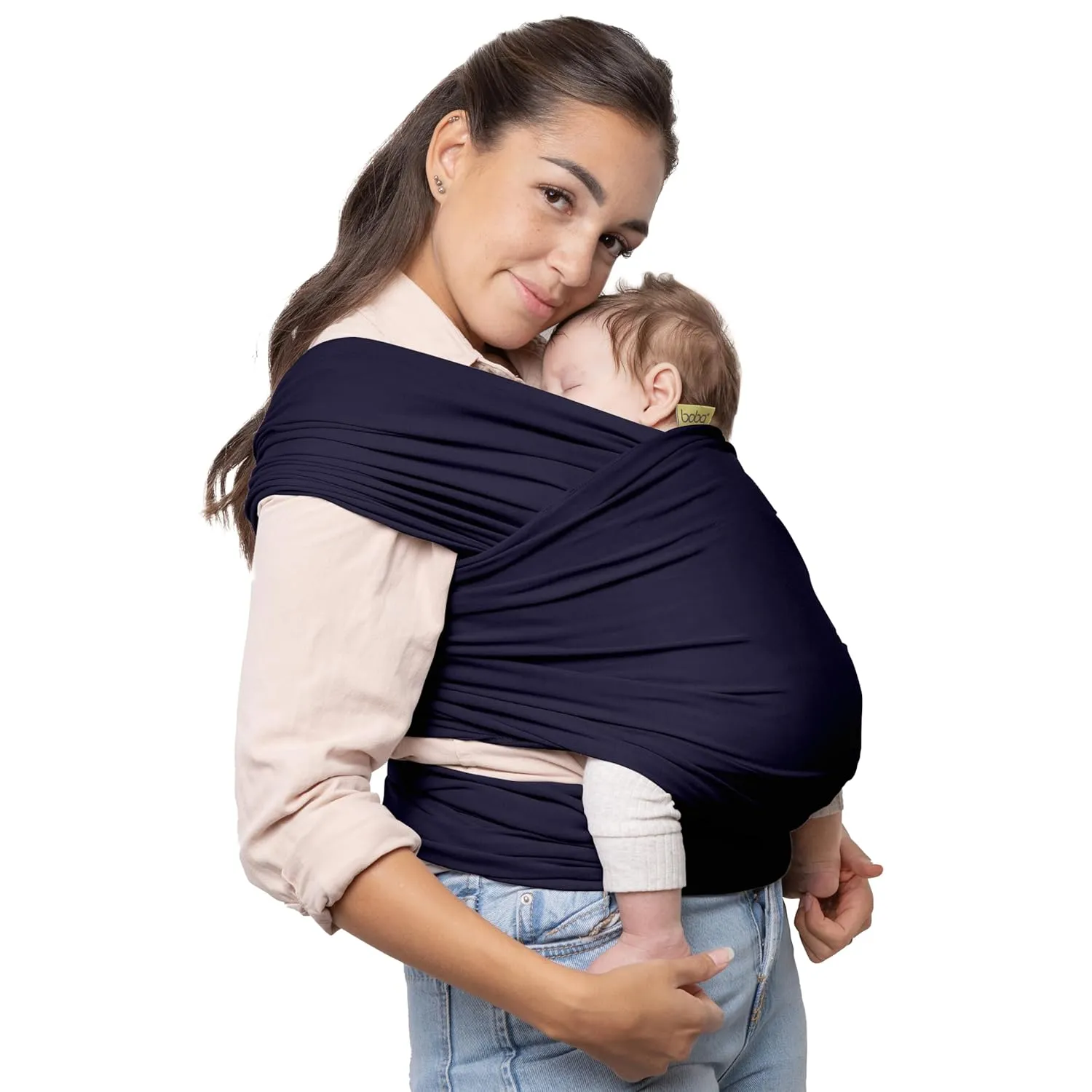 Boba Baby Wrap Carrier - Original Baby Carrier Wrap, Baby Sling for Newborns - Baby Wearing Essentials - Newborn Wrap Swaddle Holder, Newborn to Toddler Infant Baby Sling, 7-35 lbs (Navy Blue)