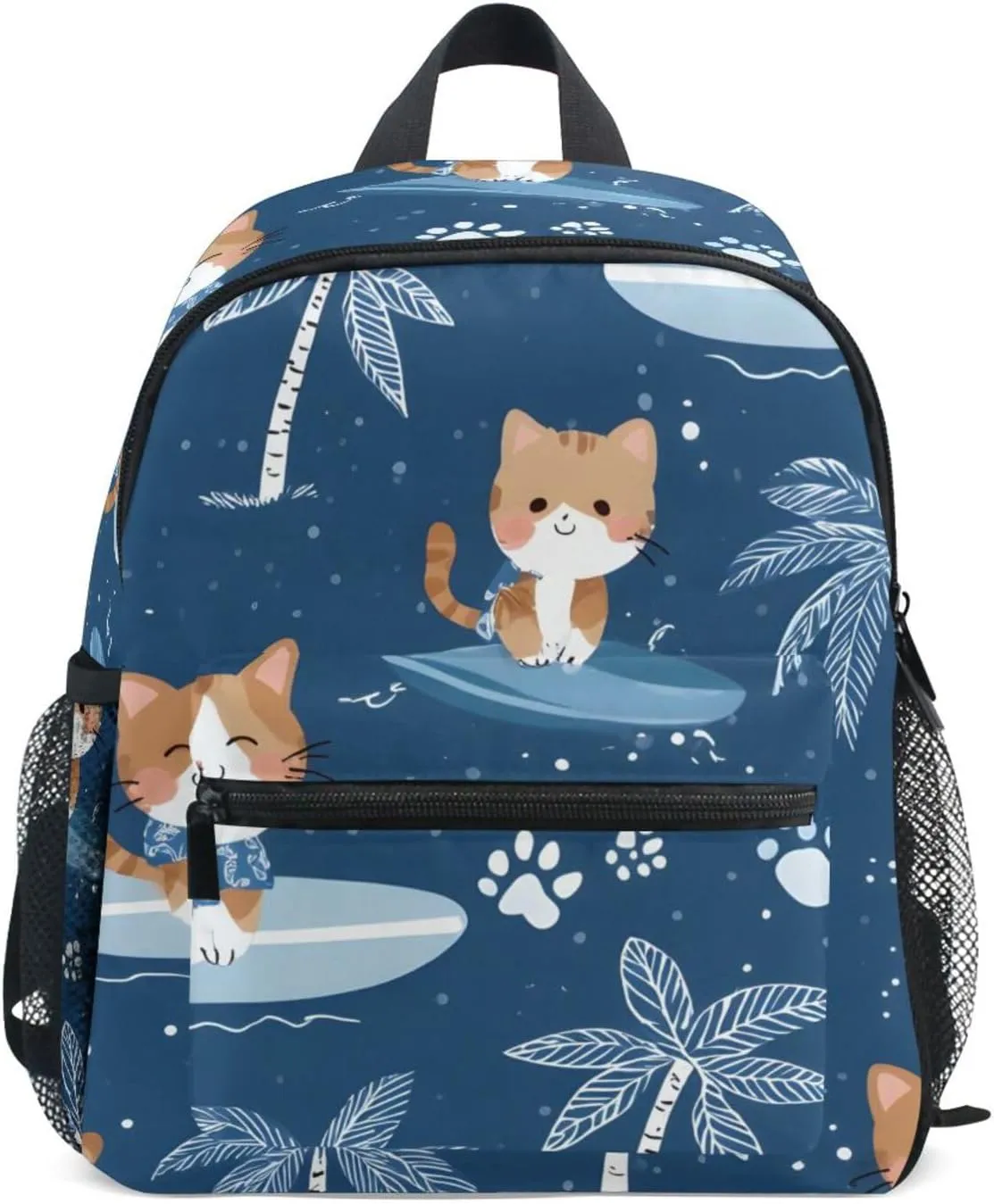 Bolaz Upgraded Backpack for School Teenagers Girls Boys-Cat Surfing Pattern,Travel Bag with Chest Buckle and Whistle