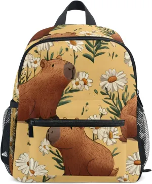 Bolaz Upgraded Backpack for School Teenagers Girls Boys-Daisy Brown Capibala Pattern,Travel Bag with Chest Buckle and Whistle
