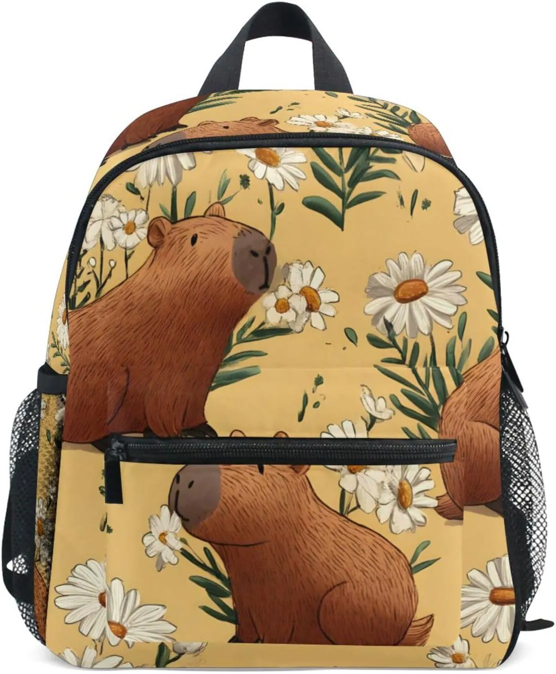 Bolaz Upgraded Backpack for School Teenagers Girls Boys-Daisy Brown Capibala Pattern,Travel Bag with Chest Buckle and Whistle