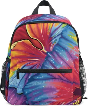 Bolaz Upgraded Backpack for School Teenagers Girls Boys-Hibiscus Flower Colorful Pattern,Travel Bag with Chest Buckle and Whistle