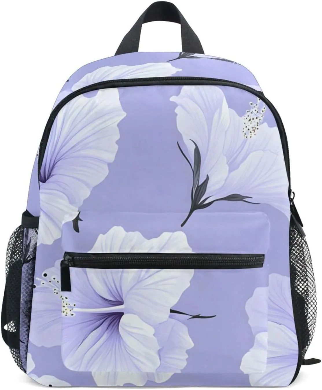 Bolaz Upgraded Backpack for School Teenagers Girls Boys-Light Purple Hibiscus Flower Pattern,Travel Bag with Chest Buckle and Whistle