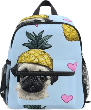 Bolaz Upgraded Backpack for School Teenagers Girls Boys-Pineapple Puppy Pattern,Travel Bag with Chest Buckle and Whistle