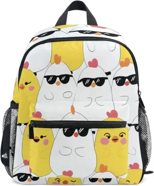 Bolaz Upgraded Backpack for School Teenagers Girls Boys-Wearing Sunglasses with A Chicken Pattern,Travel Bag with Chest Buckle and Whistle