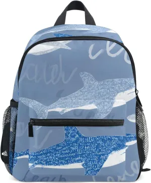 Bolaz Upgraded Backpack for School Teenagers Girls Boys-Words Shark Pattern,Travel Bag with Chest Buckle and Whistle
