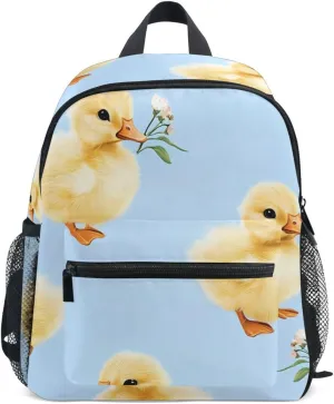 Bolaz Upgraded Backpack for School Teenagers Girls Boys-Yellow Duck Daisy Pattern,Travel Bag with Chest Buckle and Whistle
