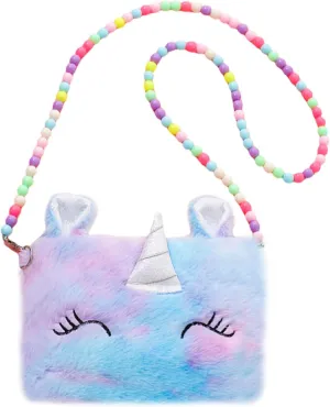 Bolley Joss Kids Crossbody Purse Girls Rainbow Unicorn Soft Plush Handbag Envelope Tie Dye Bag Adjustable Shoulder Strap