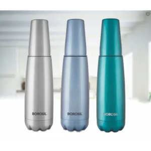 Bolt Bottle with Drinking Glass - Silver/Green/Blue - BT1000SS201/BT1000BE202