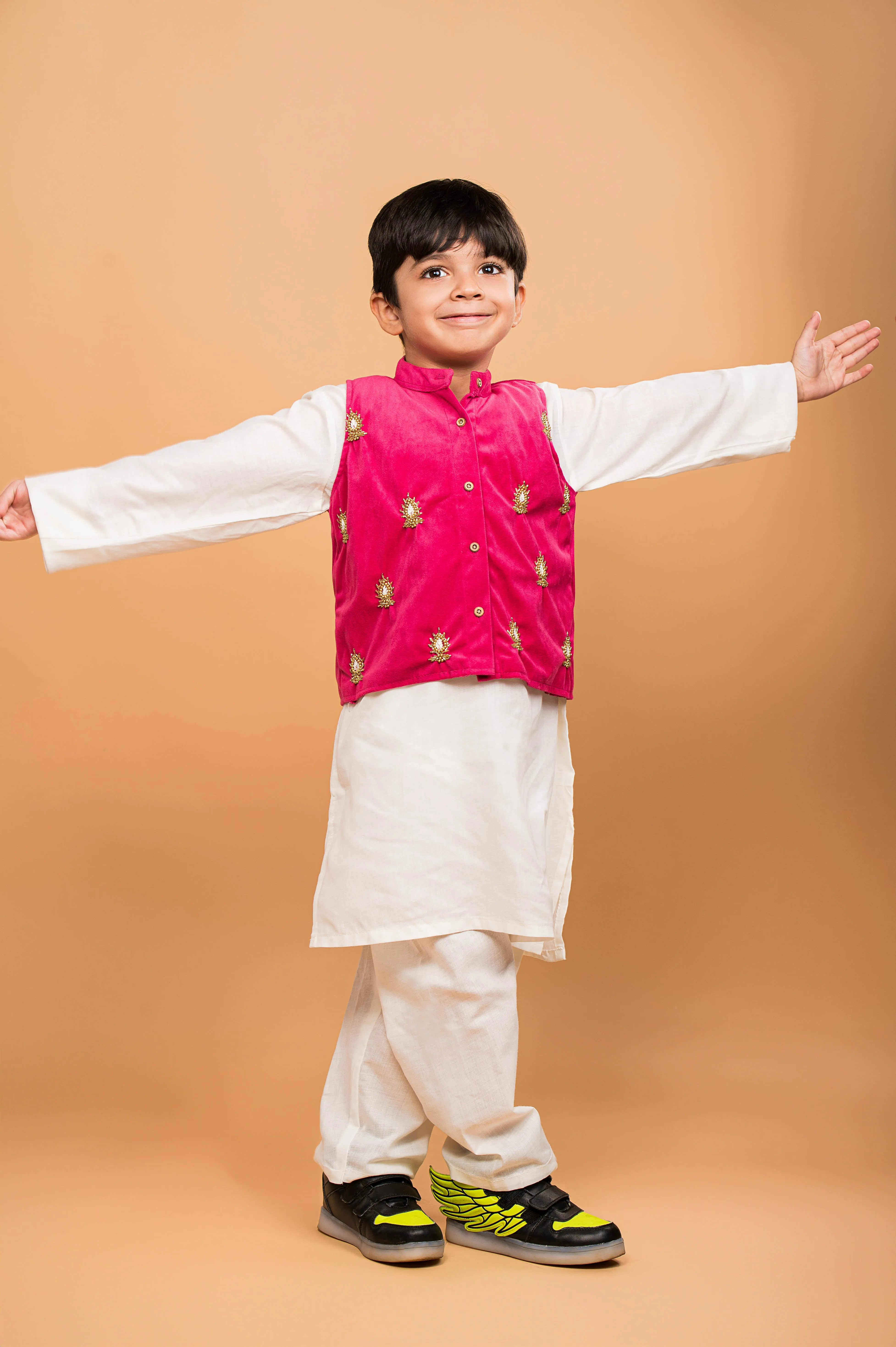 Boy & Girl Fuchsia Pink Velvet twinning set Duo
