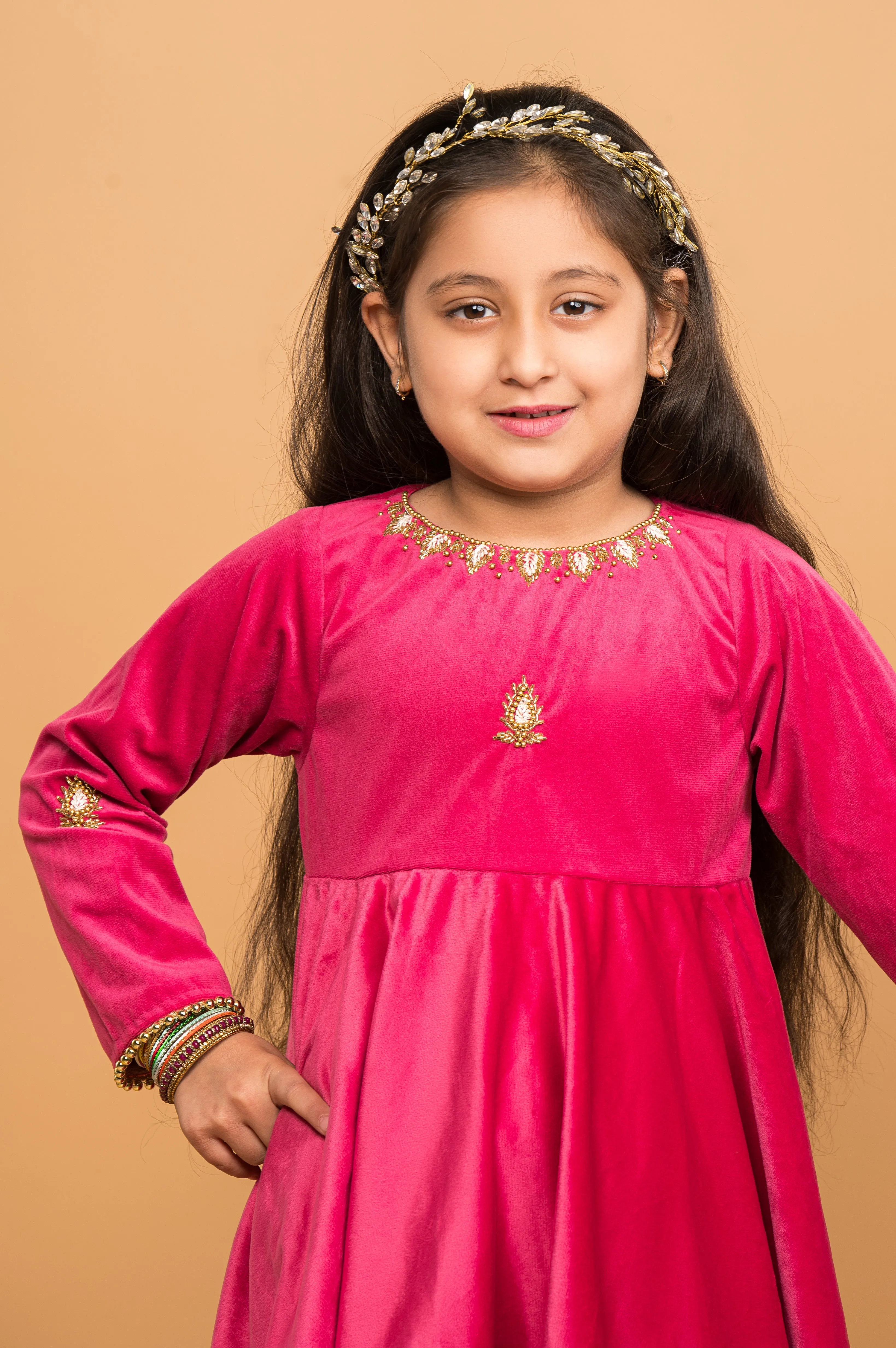 Boy & Girl Fuchsia Pink Velvet twinning set Duo