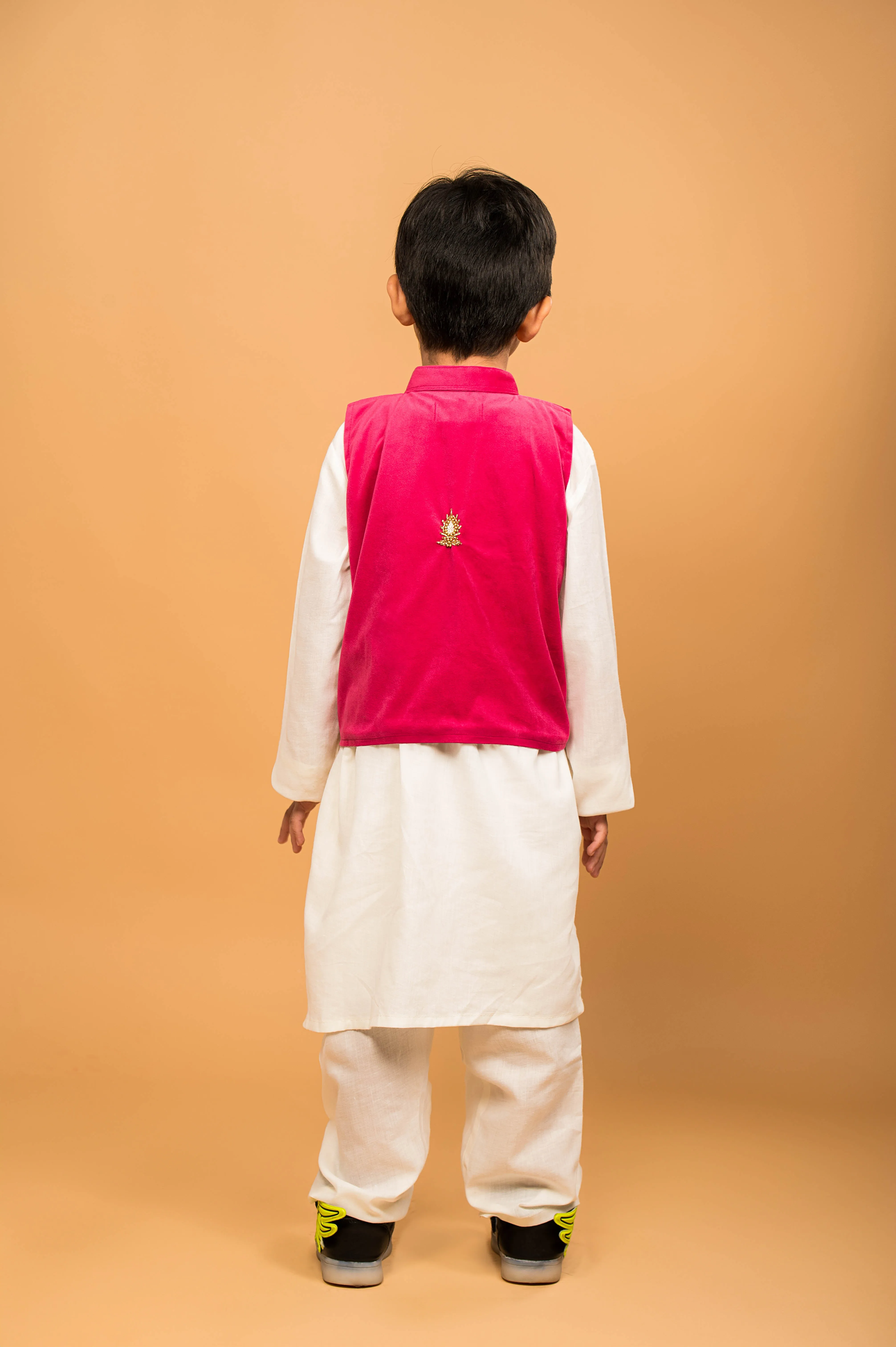 Boy & Girl Fuchsia Pink Velvet twinning set Duo