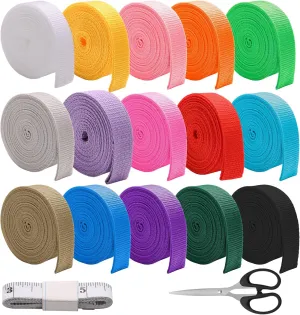 Boyistar 15 Rolls Webbing 1 Inch, Polypropylene 5 Yards Heavy Duty Webbing Strap for Bags, Pets, Climbing Outdoors Indoors Crafting DIY, 15 Colors