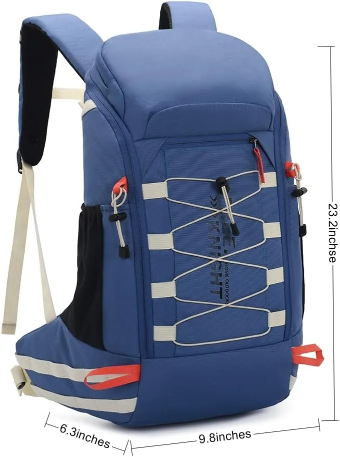 Bseash 40L Waterproof Hiking Camping Backpack with Rain Cover, Outdoor Sport Travel Daypack Rucksack for Skiing Cycling (Blue)