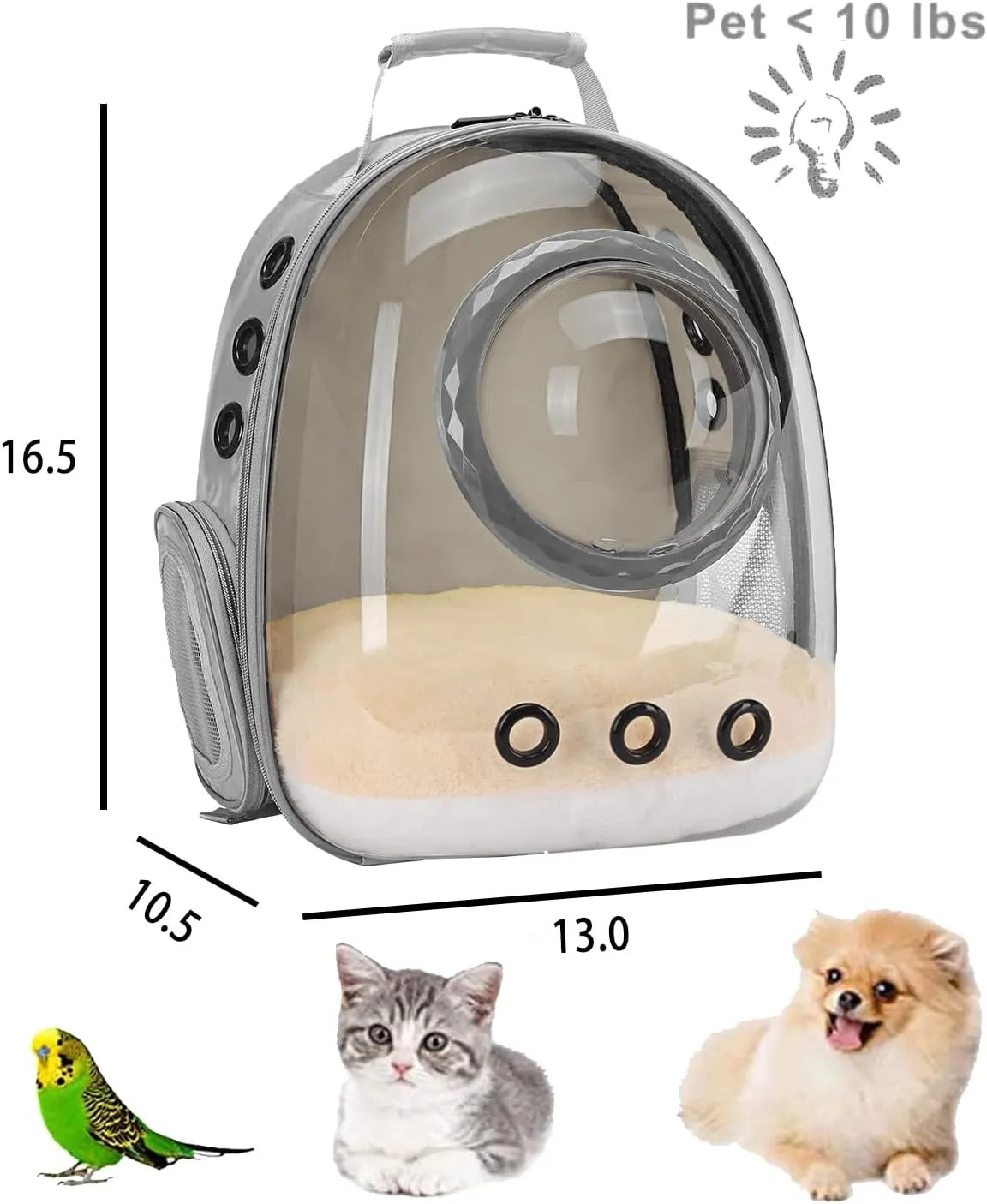 Bubble Cat Carrier Backpack, Transparent Pet Carrier Backpack for Small Puppy and Bunny, Space Capsule Bubble Cat Backpack Carrier, Airline Approved