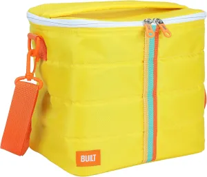 Built Puffer Insulated Crossbody Lunch Tote Bag - Lightweight & Reusable, 13-Can Capacity, Adjustable Strap - Secure Zipper & Mesh Pocket for Work, Travel, Picnics (Citrus Sunrise Stripe)