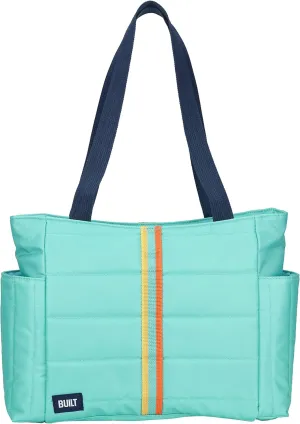 Built Puffer Insulated Lunch Tote Bag - Lightweight, Reusable Carrier for Work, Durable with Secure Zipper, Mesh Pocket - Easy-to-Carry Straps for Work, Travel, Picnics (Twilight Blue Stripe)