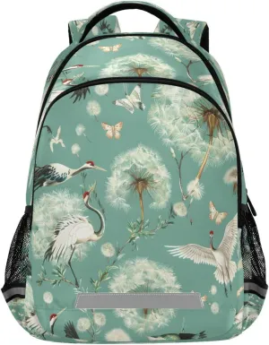 Butterflies Dandelion Seeds on A Jade Green Background Backpacks Travel Laptop Daypack School Book Bag for Men Women Teens Kids
