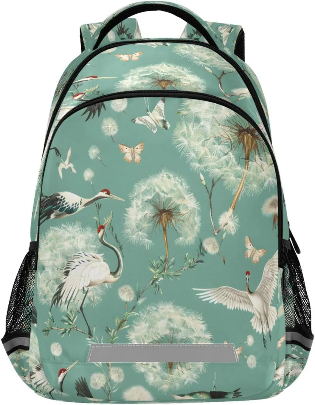 Butterflies Dandelion Seeds on A Jade Green Background Backpacks Travel Laptop Daypack School Book Bag for Men Women Teens Kids