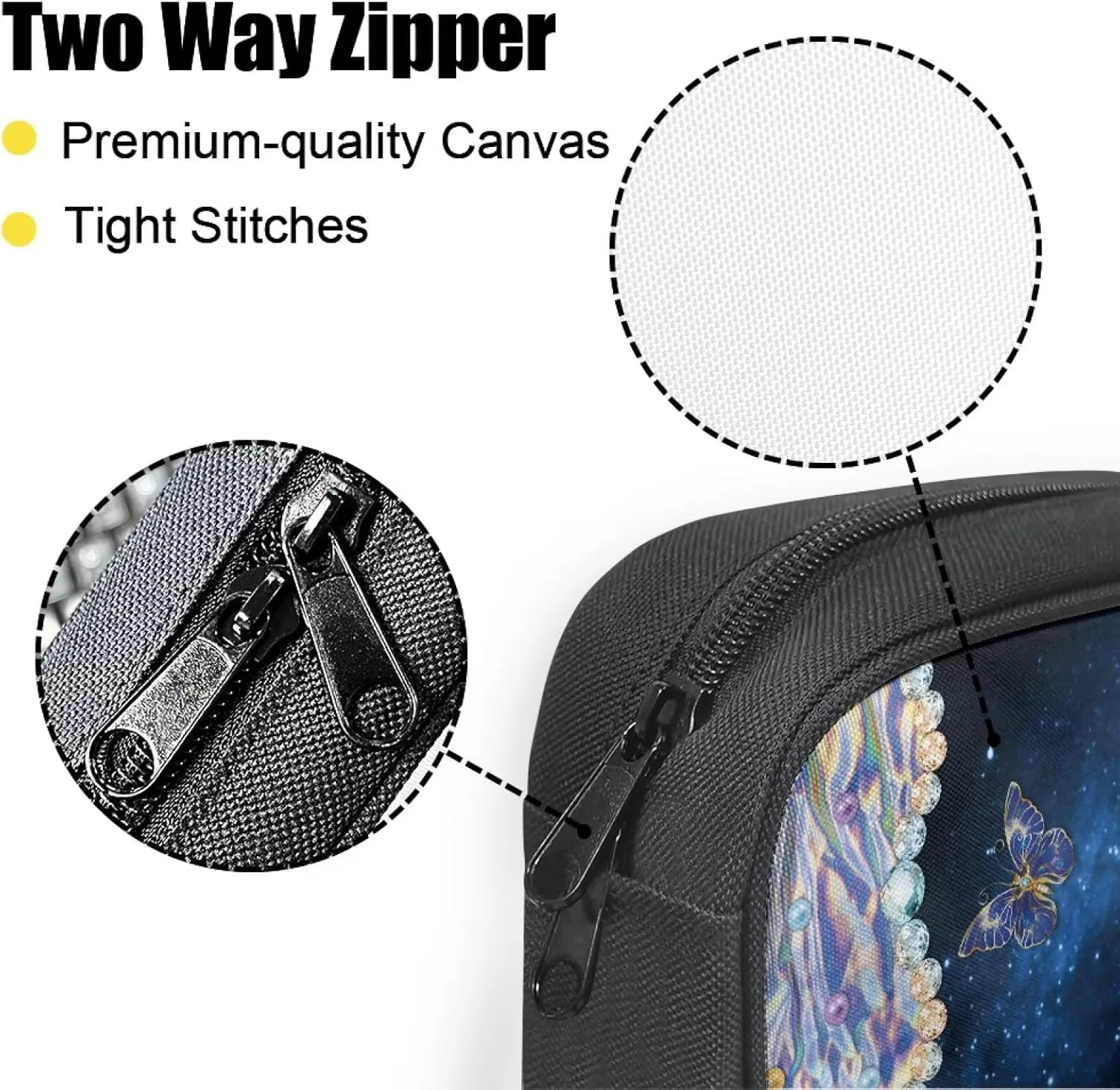 Butterfly Print Bible Cover Bible Case for Women Black Canvas Portable Zipper Bible Case with Built-in Pocket Handle
