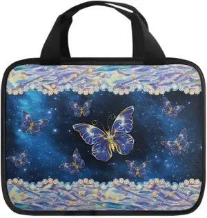 Butterfly Print Bible Cover Bible Case for Women Black Canvas Portable Zipper Bible Case with Built-in Pocket Handle