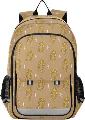 Caikeny Kids Backpack Cowboy Horseshoe Bolt Colorful Doodle Horseshoe Lightning School Backpacks School Bags Shoulder BookBags Elemetary for Boys Girls Students