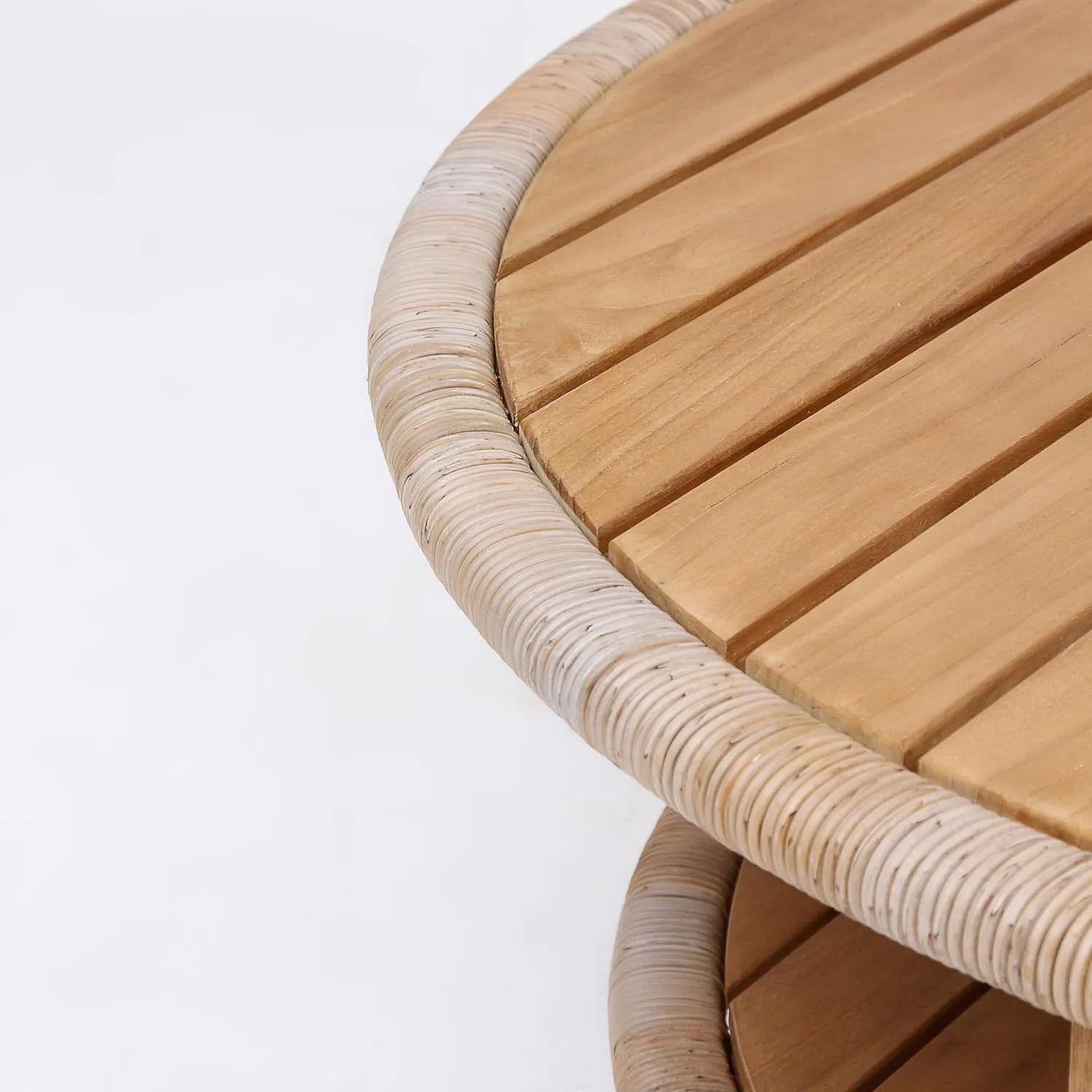 Cambridge Casual Seaside Wood Outdoor Coffee Table, Natural Teak/All-Weather Wicker