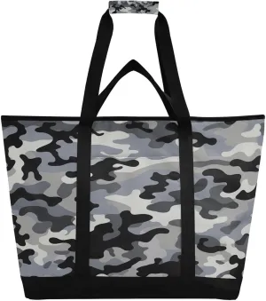 Camouflage Reusable Insulated Lunchbox Cooler Bag, Leakproof Kitchen Grocery Bag Collapsible Portable Cooler Tote Bag for Picnic, Camping, Office, Travel