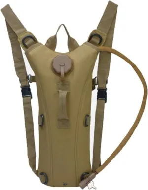 Camping Cycling Hydration Backpack with 3L Removable Water Bag, Waterproof Oxford Fabric, Khaki Color, for Hiking and Outdoor Adventures