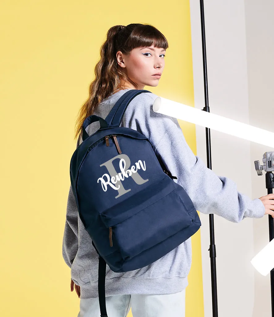 Campus Laptop Backpack Personalised With Name and Initial Navy or Black