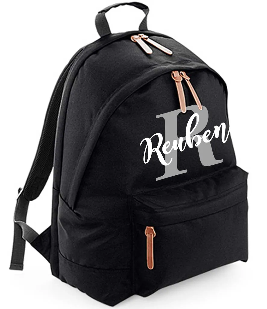 Campus Laptop Backpack Personalised With Name and Initial Navy or Black