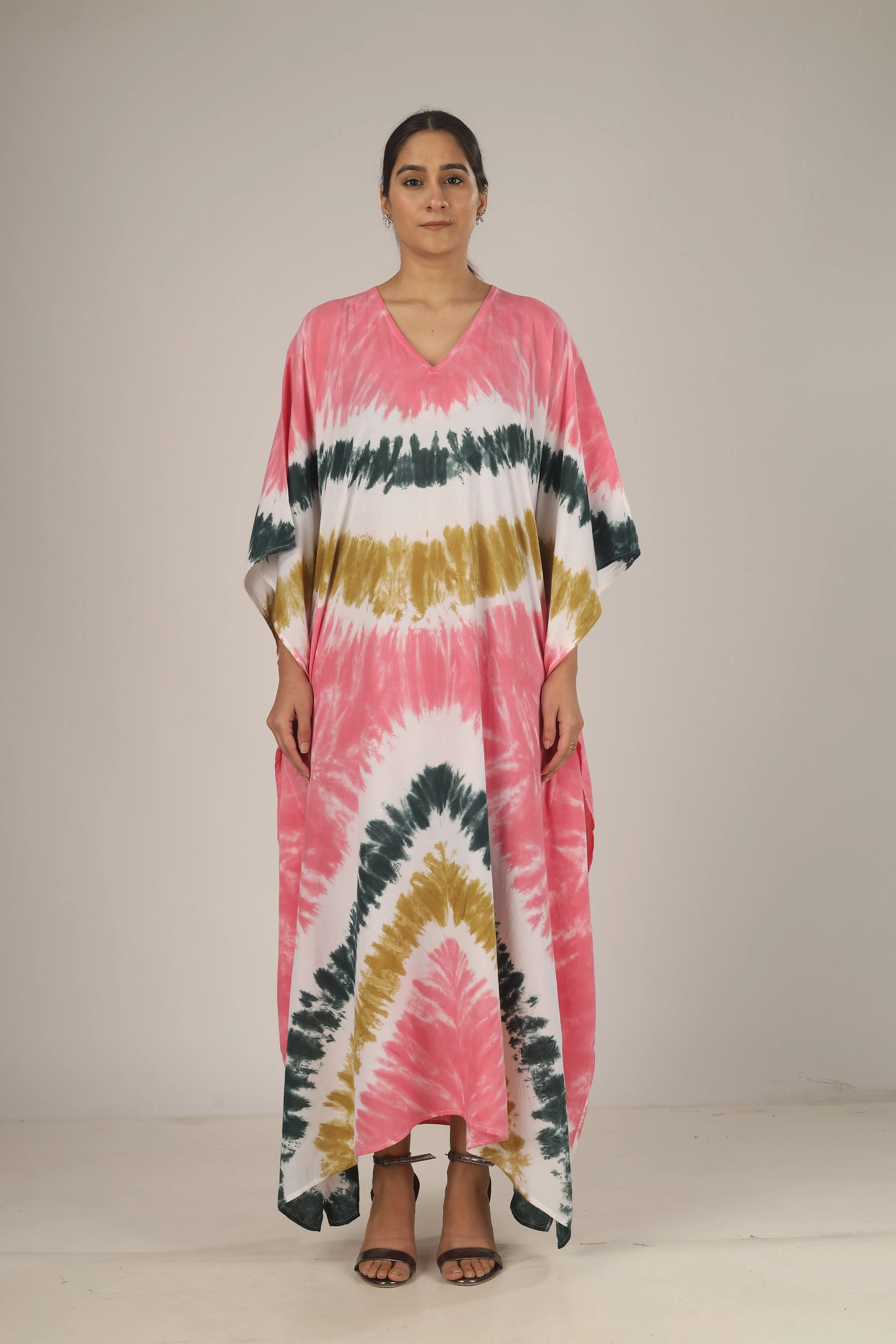 Candyland | 100% Rayon Pink Kaftan With Pockets