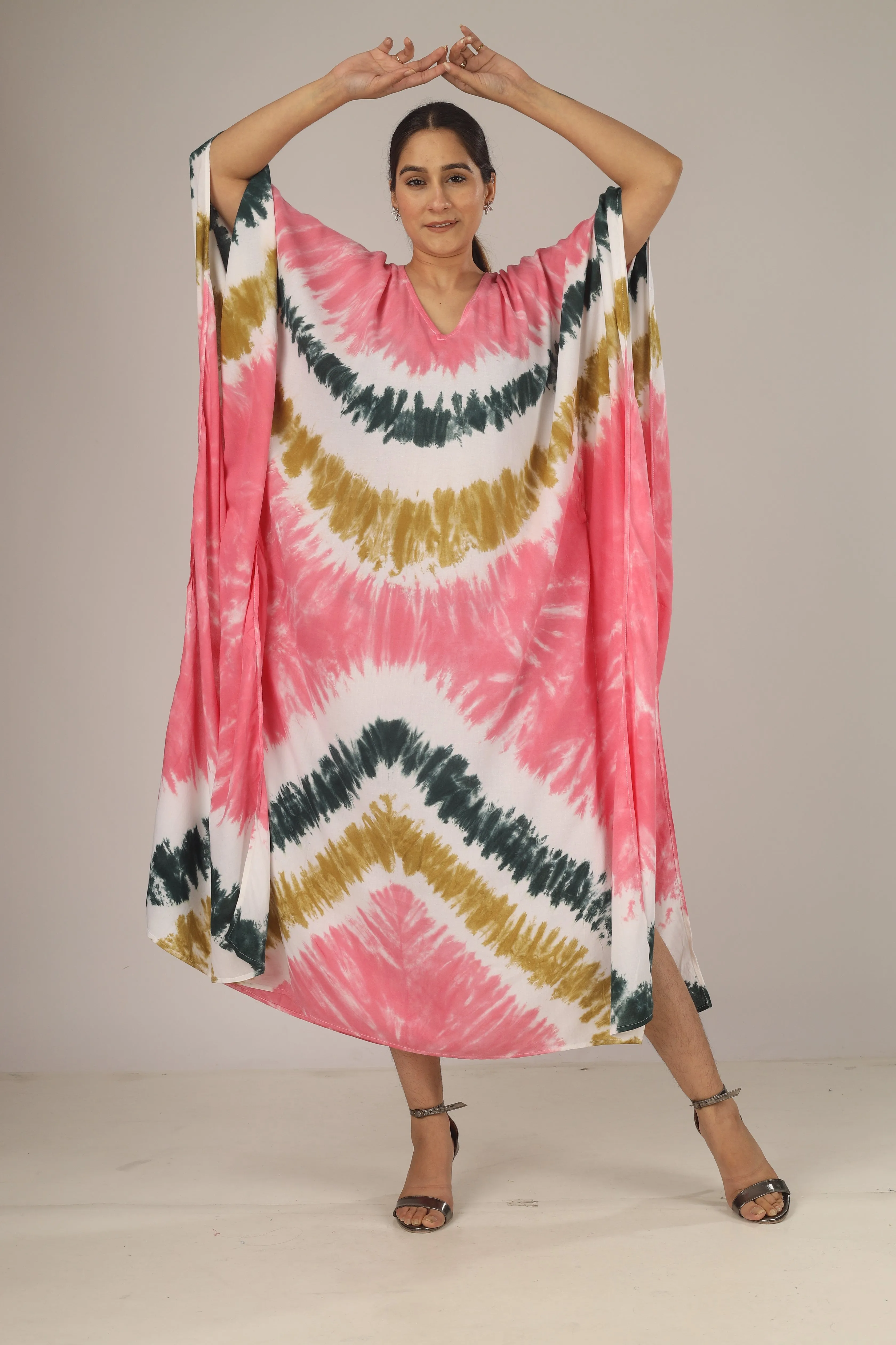 Candyland | 100% Rayon Pink Kaftan With Pockets