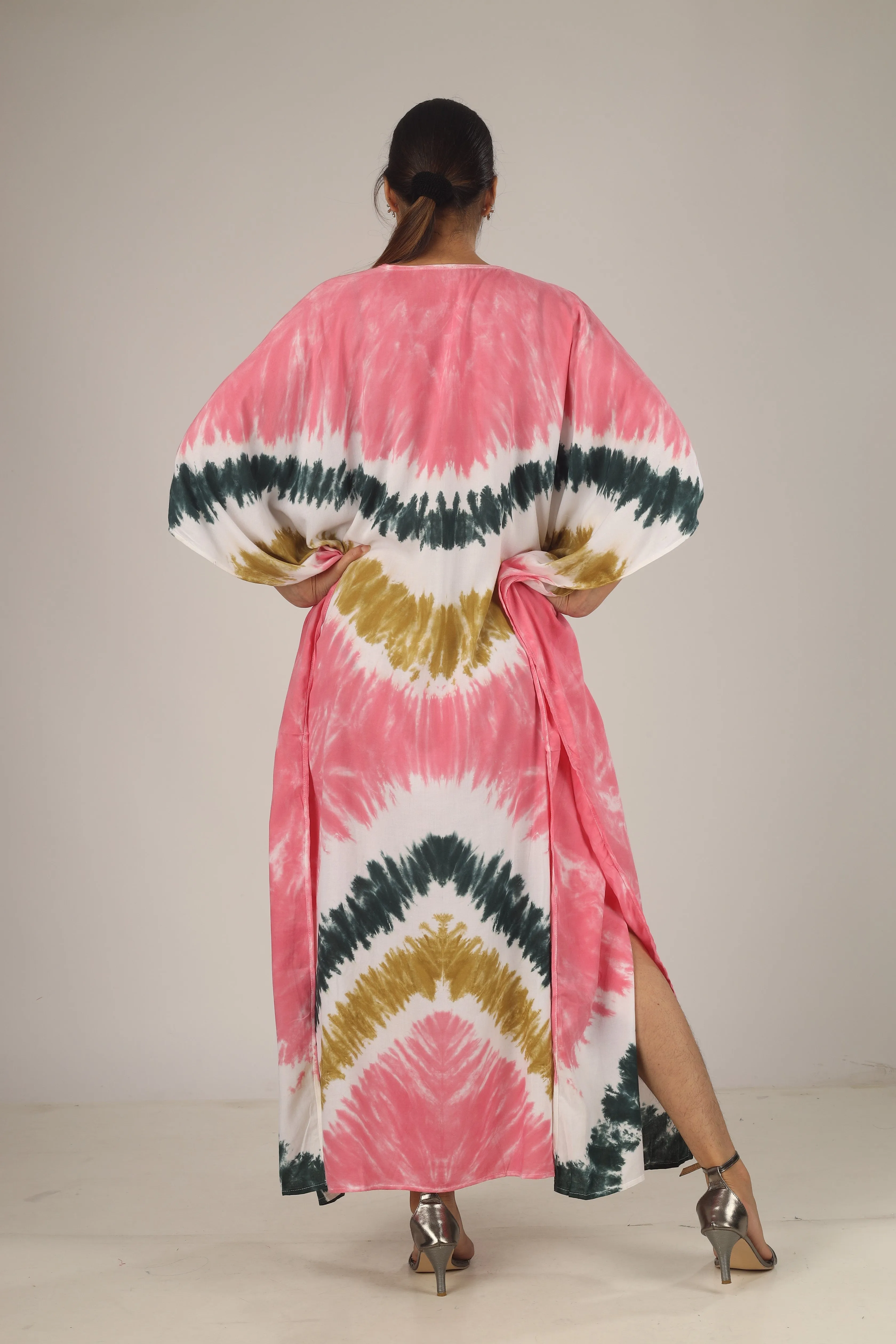 Candyland | 100% Rayon Pink Kaftan With Pockets