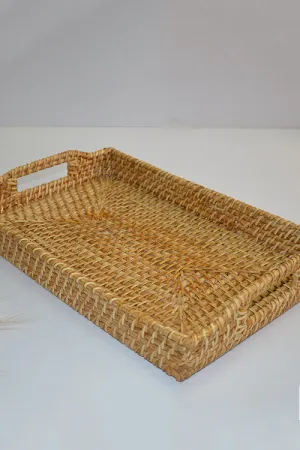 Cane Rectangular Serving Tray Natural