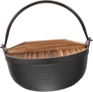 CANIGHT Japanese-Style Iron Sauce Pot with Lid Nonstick Cooking Pot for Outdoor Camping Picnics and Home Use for Soups Noodles and More