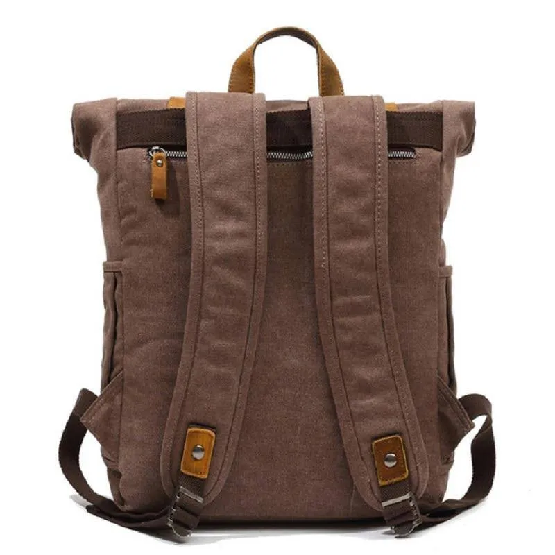 Canvas Leather Travel Daypack 20 Liter Backpack in 5 Colors