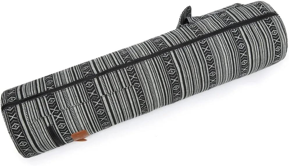 Canvas Yoga Mat Bag with Adjustable Strap & Pockets, Full-Zip Travel Gym Tote for Women & Men, Fits 1/4" & 1/3" Thick Mats, Lightweight Carrier for Yoga, Workout, Outdoor Use