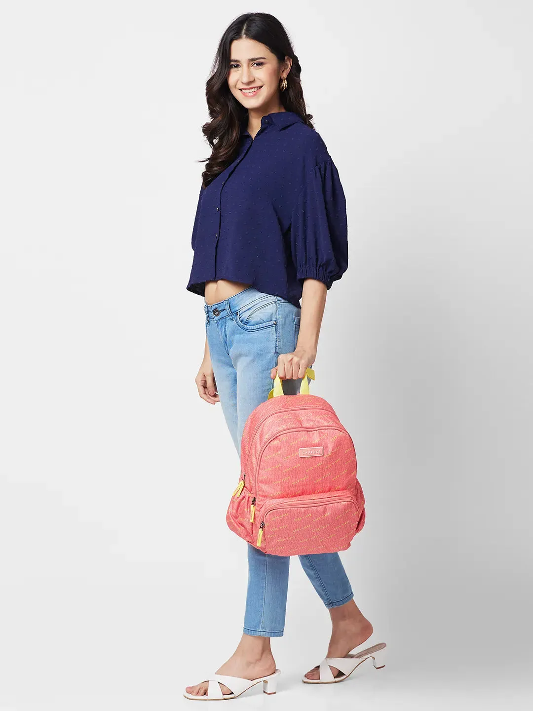 Caprese Zoe Medium Peach Backpack