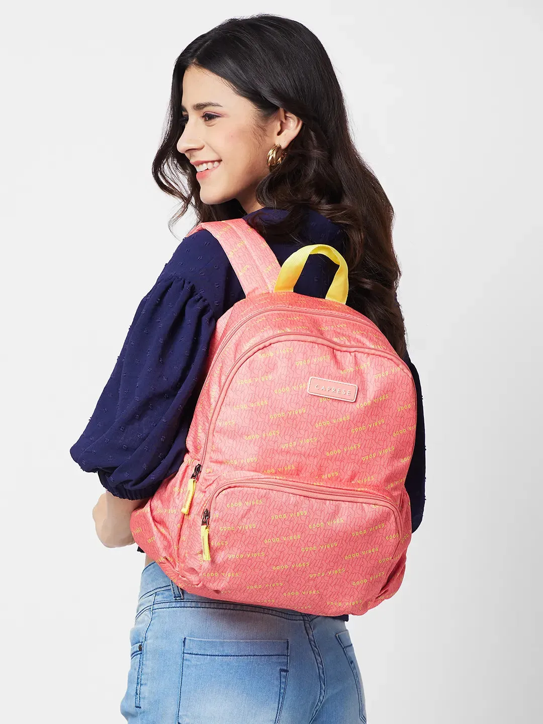 Caprese Zoe Medium Peach Backpack