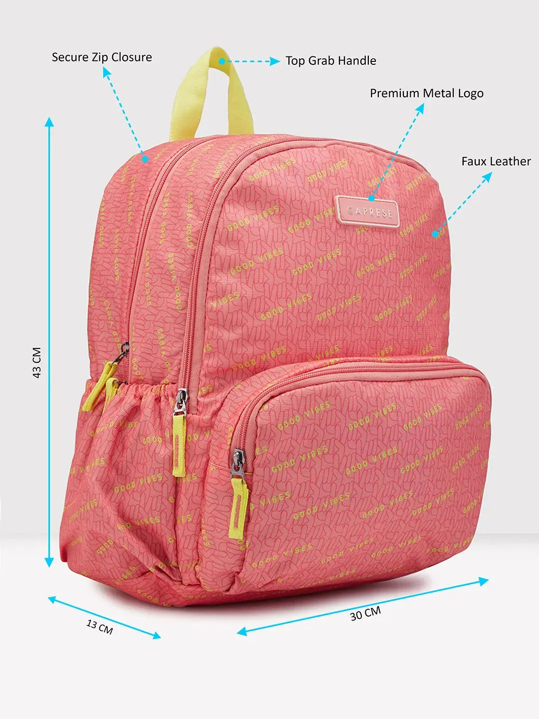Caprese Zoe Medium Peach Backpack