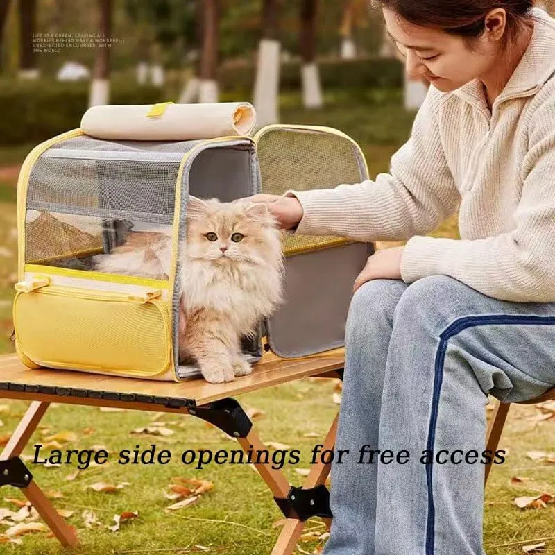 Car Cat Carrier for Lexus LF-Z, Pet Carrier Travel Bag for Small Medium Cats with Mesh Ventilation, Breathable Foldable for Airplane, Car, Vet Visits,Yellow