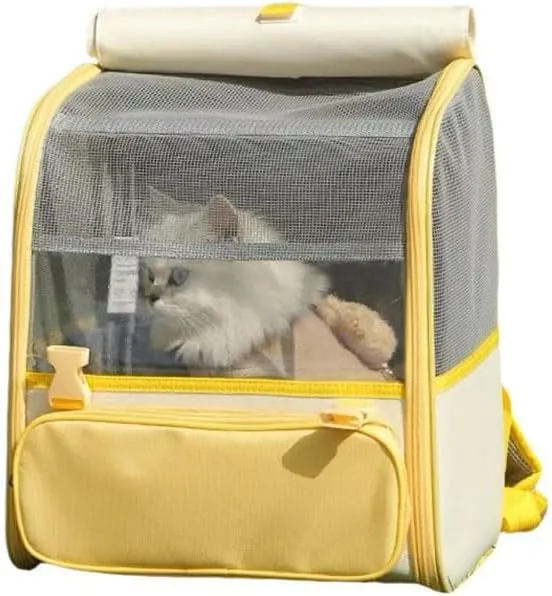 Car Cat Carrier for Toyota Mark X Zio 2007-2013, Pet Carrier Travel Bag for Small Medium Cats with Mesh Ventilation, Breathable Foldable for Airplane, Car, Vet Visits,Yellow