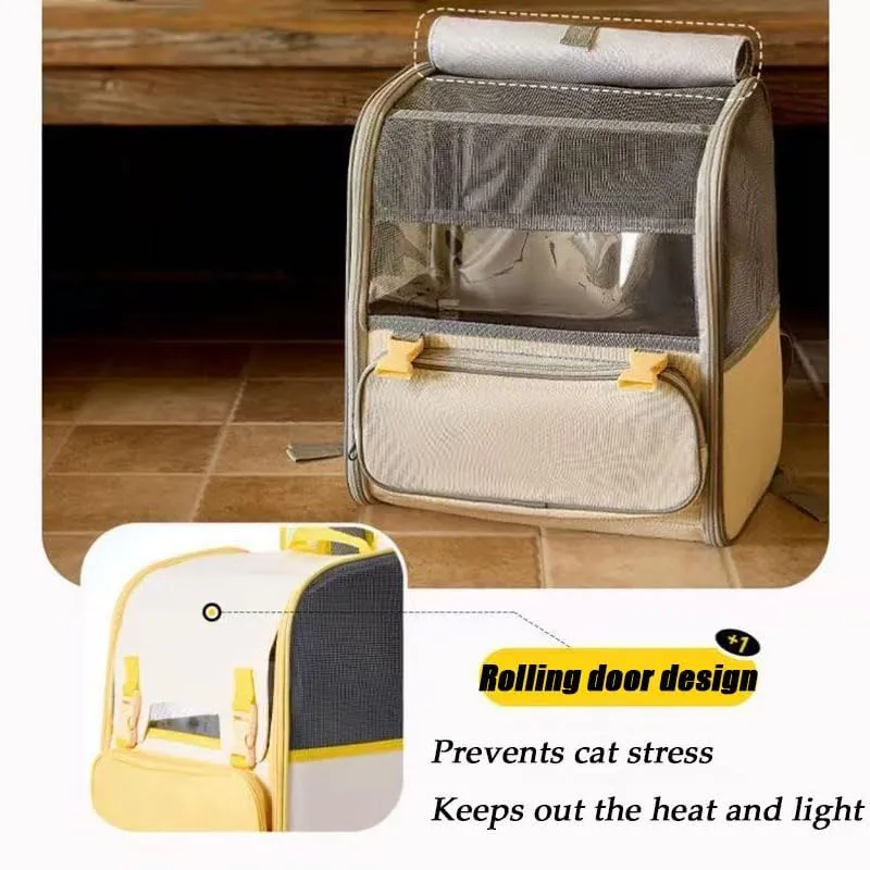 Car Cat Carrier for Toyota Mark X Zio 2007-2013, Pet Carrier Travel Bag for Small Medium Cats with Mesh Ventilation, Breathable Foldable for Airplane, Car, Vet Visits,Yellow