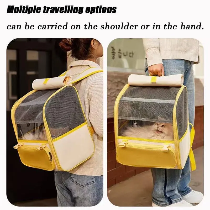 Car Cat Carrier for Toyota Mark X Zio 2007-2013, Pet Carrier Travel Bag for Small Medium Cats with Mesh Ventilation, Breathable Foldable for Airplane, Car, Vet Visits,Yellow