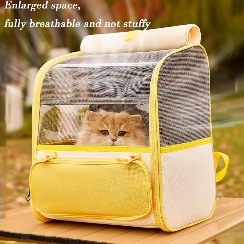 Car Cat Carrier for Toyota Mark X Zio 2007-2013, Pet Carrier Travel Bag for Small Medium Cats with Mesh Ventilation, Breathable Foldable for Airplane, Car, Vet Visits,Yellow