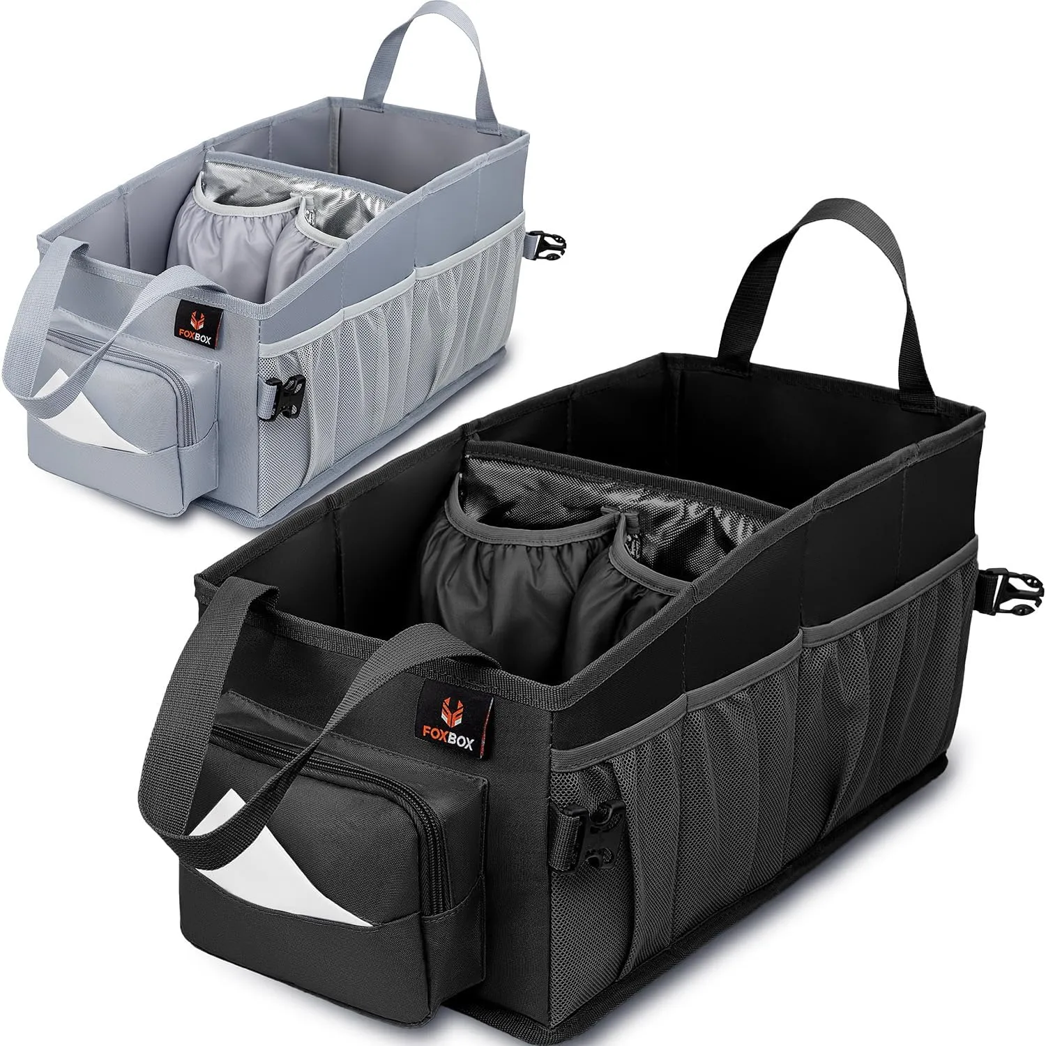 Car Seat and Trunk Organizer, SUV Front or Back Seat Storage - Passenger Floor, Under or Between Seats Organization, Car Gifts for Men and Women (Black)